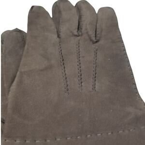 VINTAGE Taupe Suede Leather Fitted Gloves Seam Detail Unlined Women's Large